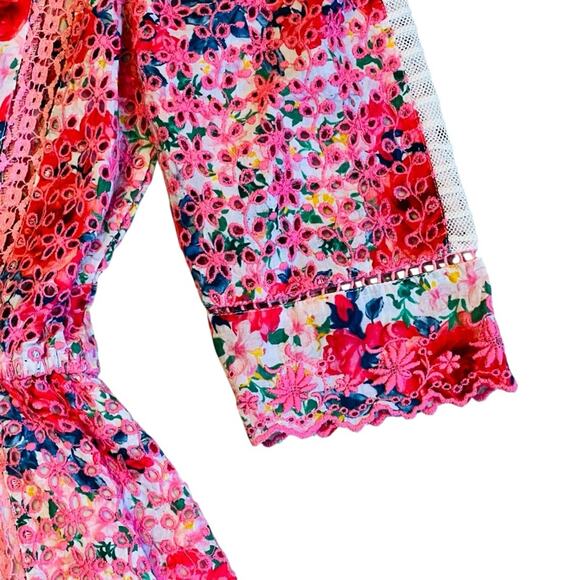 LoveShackFancy Women’s Sz M Novalie Dress in Rush of Red Mini Floral Lace - Picture 12 of 16